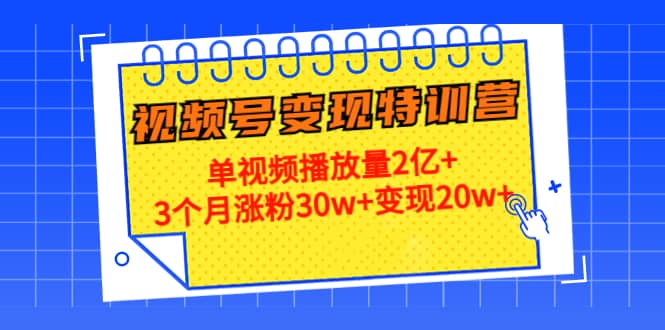20天视频号变现特训营：单视频播放量2亿+-靠谱项目库
