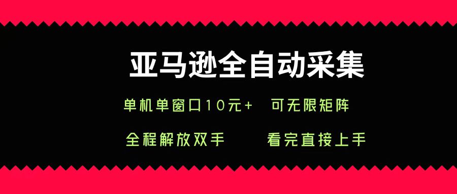 亚马逊全自动采集，单机单窗口一天10+，可无限矩阵去做-靠谱项目库