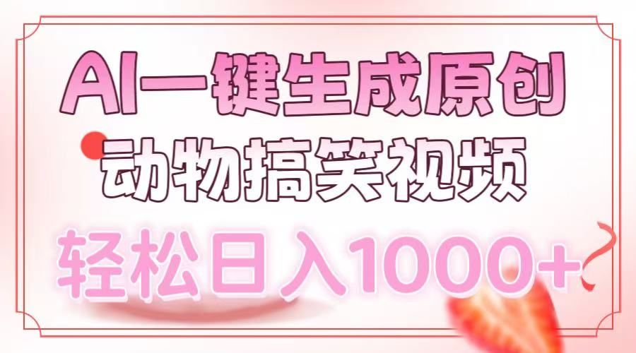 AI一键生成原创动物搞笑视频，轻松日入1000+-靠谱项目库