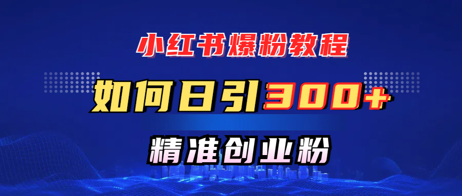 小红书爆粉教程，如何日引300+创业粉，快速实现精准变现！-靠谱项目库