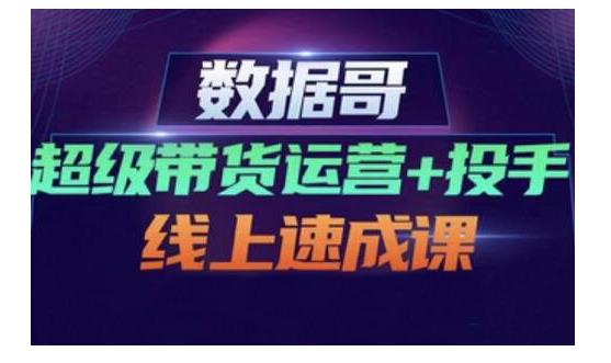 数据哥·超级带货运营+投手线上速成课，快速提升运营和熟悉学会投手技巧-靠谱项目库