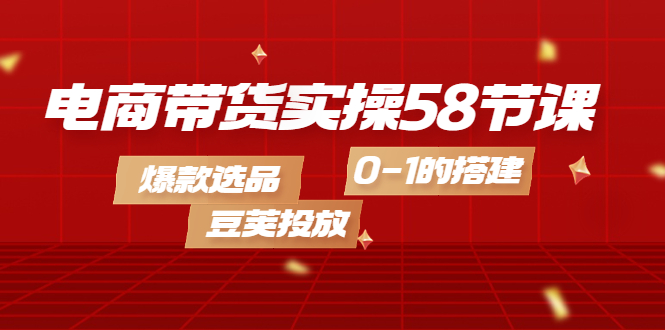 电商带货实操58节课，爆款选品，豆荚投放，0-1的搭建-靠谱项目库