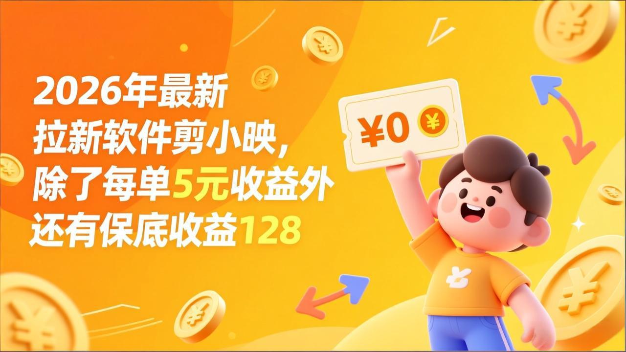 最新拉新软件剪小映，除了每单5元收益外还有保底收益128-靠谱项目库