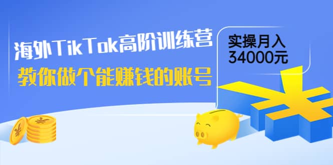 海外TikTok高阶训练营：教你做个能赚钱的账号，实操月入34000元！-靠谱项目库