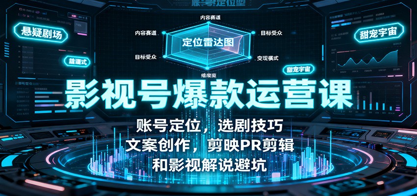 影视号爆款运营课：账号定位，选剧技巧，文案创作，剪映PR剪辑和影视解说避坑-靠谱项目库