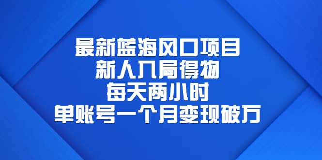 最新蓝海风口项目，新人入局得物，每天两小时，单账号一个月变现破万-靠谱项目库