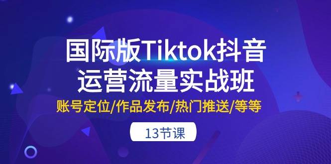 国际版Tiktok抖音运营流量实战班：账号定位/作品发布/热门推送/等等-13节-靠谱项目库
