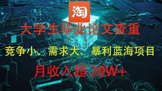 大学生毕业论文查重，暴利蓝海项目，月收入过1W+-靠谱项目库
