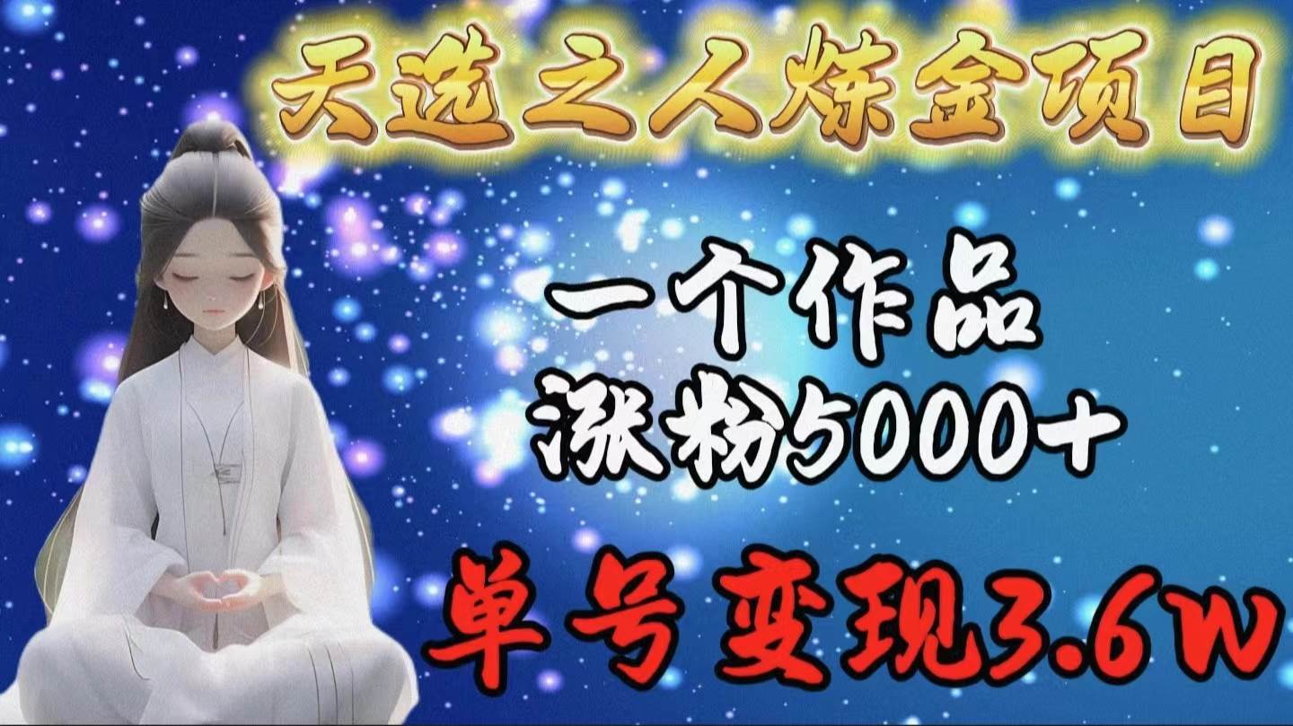 天选之人炼金项目，一个作品涨粉5000+，单号变现3.6w-靠谱项目库