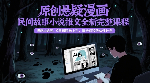原创悬疑漫画民间故事小说推文全新完整课程， 搭配ai绘画，0基础轻松上手，撸分成和伙伴计划-靠谱项目库