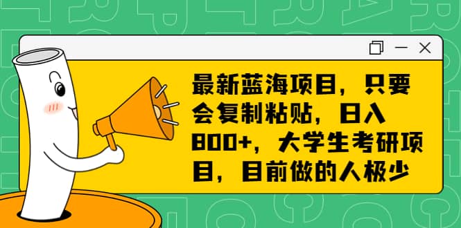 最新蓝海项目，只要会复制粘贴，日入800+，大学生考研项目，目前做的人极少-靠谱项目库