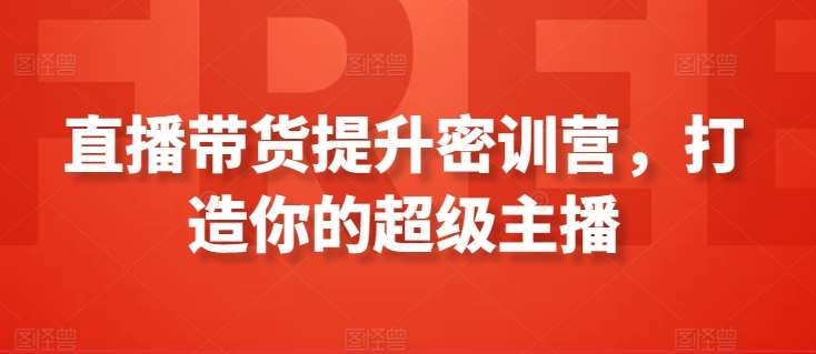 直播带货提升密训营，打造你的超级主播-靠谱项目库