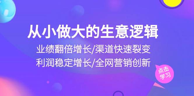 从小做大生意逻辑：业绩翻倍增长/渠道快速裂变/利润稳定增长/全网营销创新-靠谱项目库