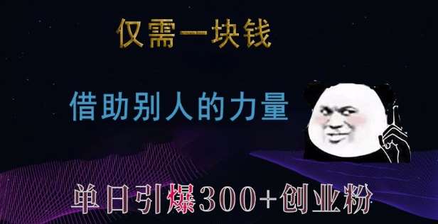 仅需一块钱，借助别人的力量，单日引爆300+创业粉、兼职粉【揭秘】-靠谱项目库