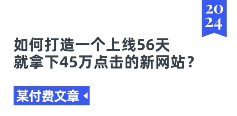 某付费文章《如何打造一个上线56天就拿下45万点击的新网站?》-靠谱项目库