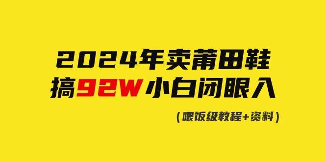 （9329期）2024年卖莆田鞋，搞了92W，小白闭眼操作！-靠谱项目库