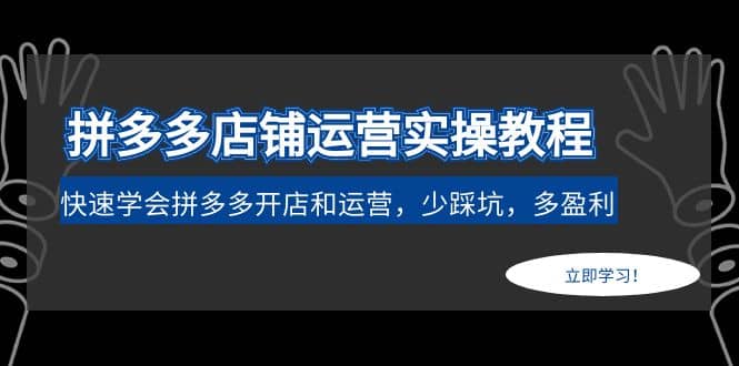 拼多多店铺运营实操教程：快速学会拼多多开店和运营，少踩坑，多盈利-靠谱项目库