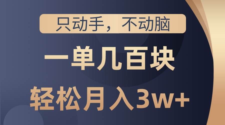 （10561期）只动手不动脑，一单几百块，轻松月入3w+，看完就能直接操作，详细教程-靠谱项目库