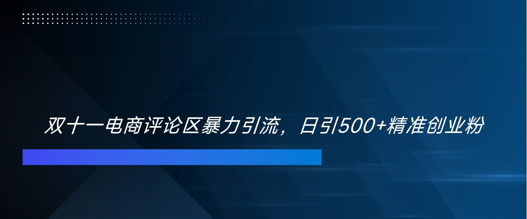 双十一电商评论区暴力引流，日引500+精准创业粉！！！-靠谱项目库