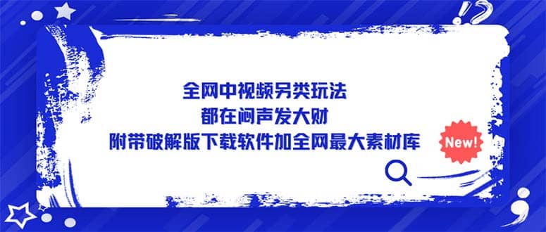 全网中视频另类玩法，都在闷声发大财，附带下载软件加全网最大素材库-靠谱项目库