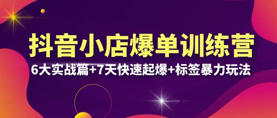 抖音小店爆单训练营VIP线下课：6大实战篇+7天快速起爆+标签暴力玩法(32节)-靠谱项目库