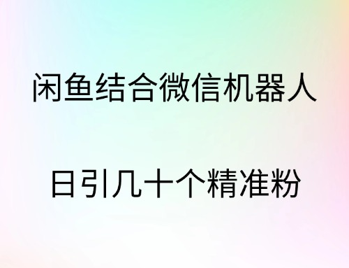 闲鱼结合微信机器人，日引几十个精准粉-靠谱项目库