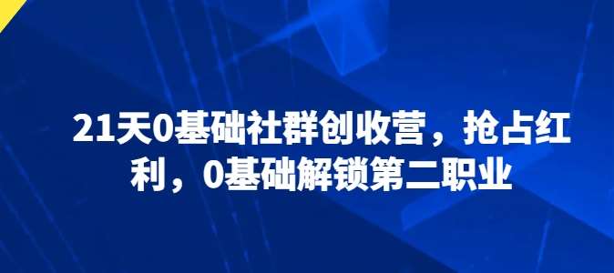 21天0基础社群创收营，抢占红利，0基础解锁第二职业-靠谱项目库