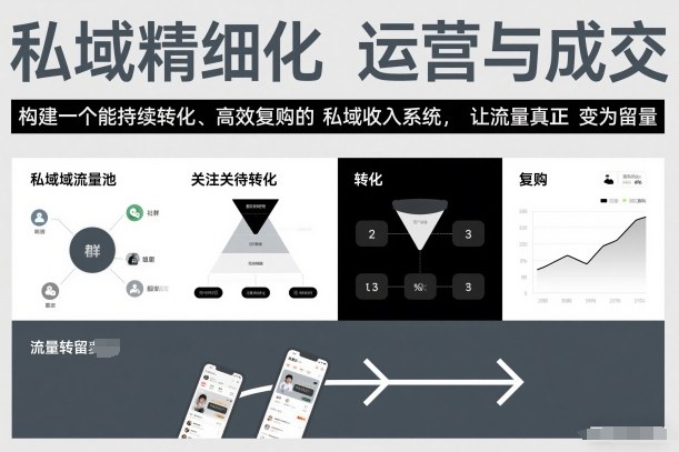 私域精细化运营与成交，构建一个能持续转化、高效复购的私域收入系统，让流量真正变为留量-靠谱项目库