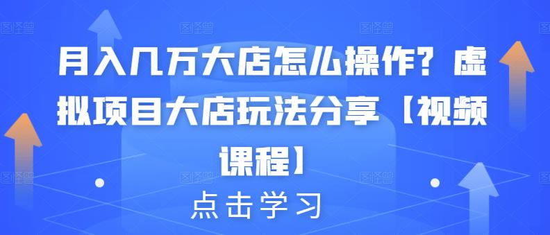 月入几万大店怎么操作？虚拟项目大店玩法分享【视频课程】-靠谱项目库
