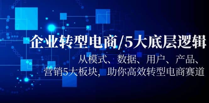 企业转型电商/5大底层逻辑，从模式 数据 用户 产品 营销5大板块，高效转型-靠谱项目库