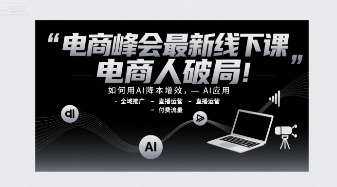 电商峰会最新线下课，电商人破局，如何用AI降本增效，AI应用-全域推广-直播运营-付费流量-靠谱项目库