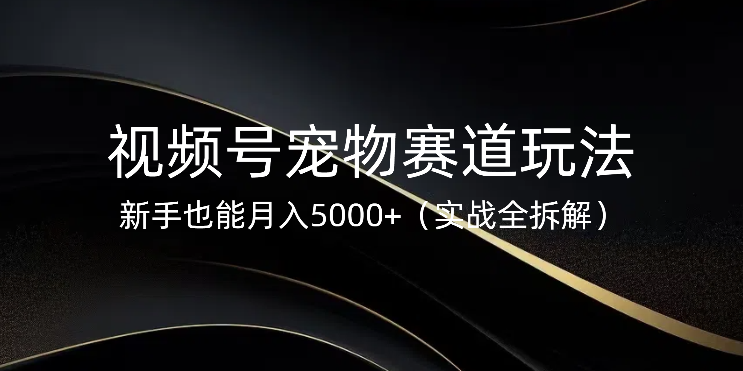 视频号宠物赛道玩法，新手也能月入5000+（实战全拆解）-靠谱项目库