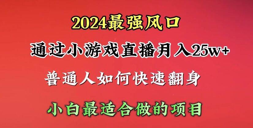 （10020期）2024年最强风口，通过小游戏直播月入25w+单日收益5000+小白最适合做的项目-靠谱项目库