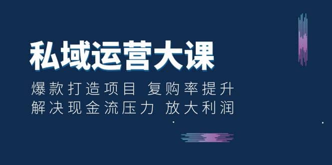 私域运营大课：爆款打造项目 复购率提升 解决现金流压力 放大利润-靠谱项目库
