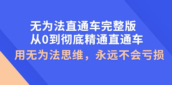 无为法直通车完整版：从0到彻底精通直通车，用无为法思维，永远不会亏损-靠谱项目库