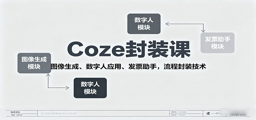 Coze封装课，图像生成、数字人应用、发票助手，流程封装技术-靠谱项目库