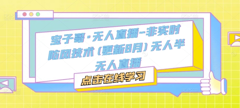 宝子哥·无人直播-非实时防风技术(更新25年6月)无人半无人直播-靠谱项目库