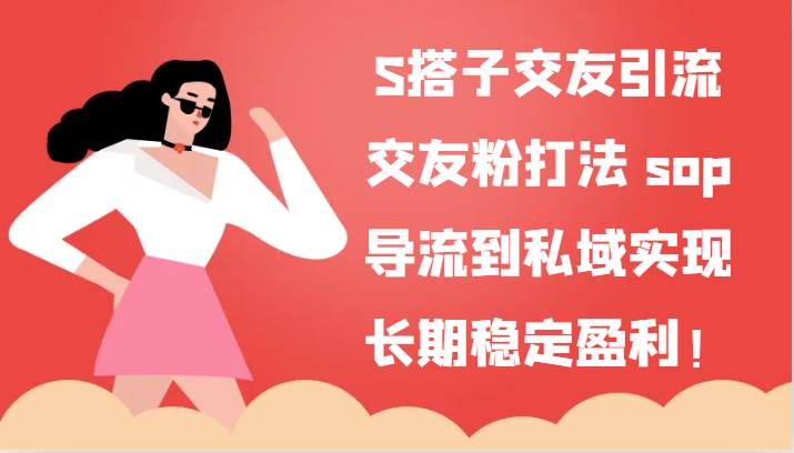 S搭子交友引流，交友粉打法 sop，导流到私域实现长期稳定盈利！-靠谱项目库