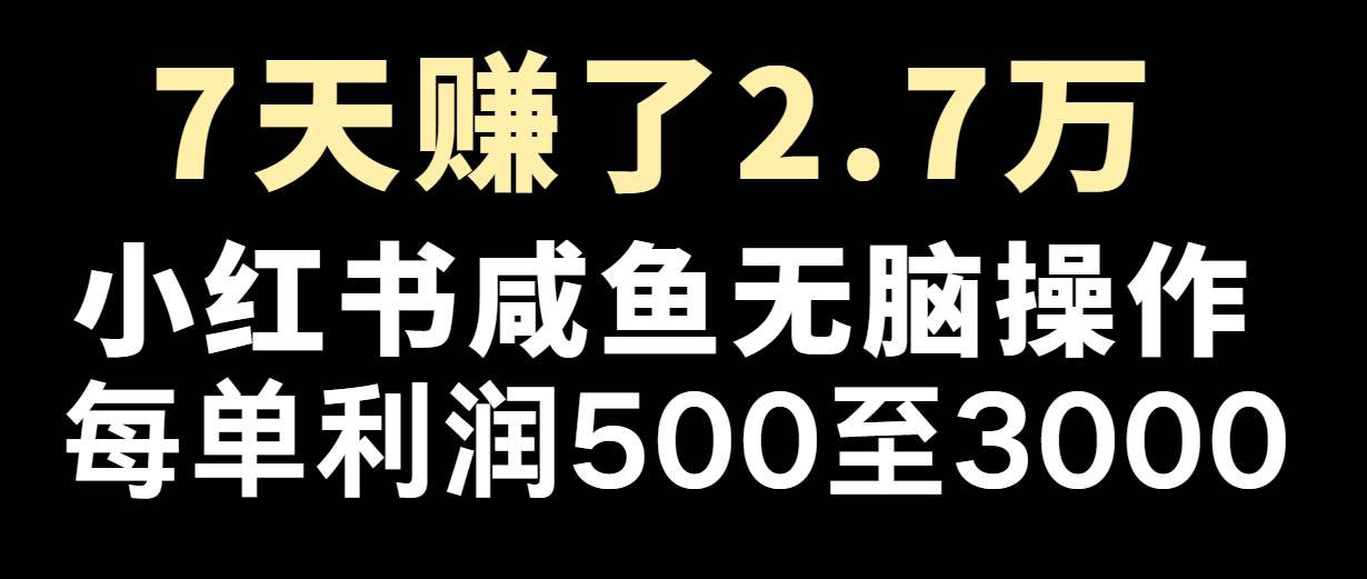 七天赚了2.7万！每单利润最少500+，轻松月入5万+小白有手就行-靠谱项目库