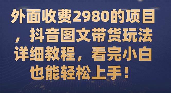 （7685期）外面收费2980的项目，抖音图文带货玩法详细教程，看完小白也能轻松上手！-靠谱项目库