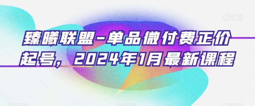 臻曦联盟-单品微付费正价起号，2024年1月最新课程-靠谱项目库