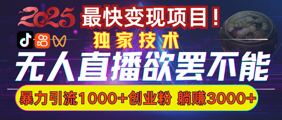 欲罢不能的无人直播引流，超暴力日引流1000+高质量精准创业粉-靠谱项目库