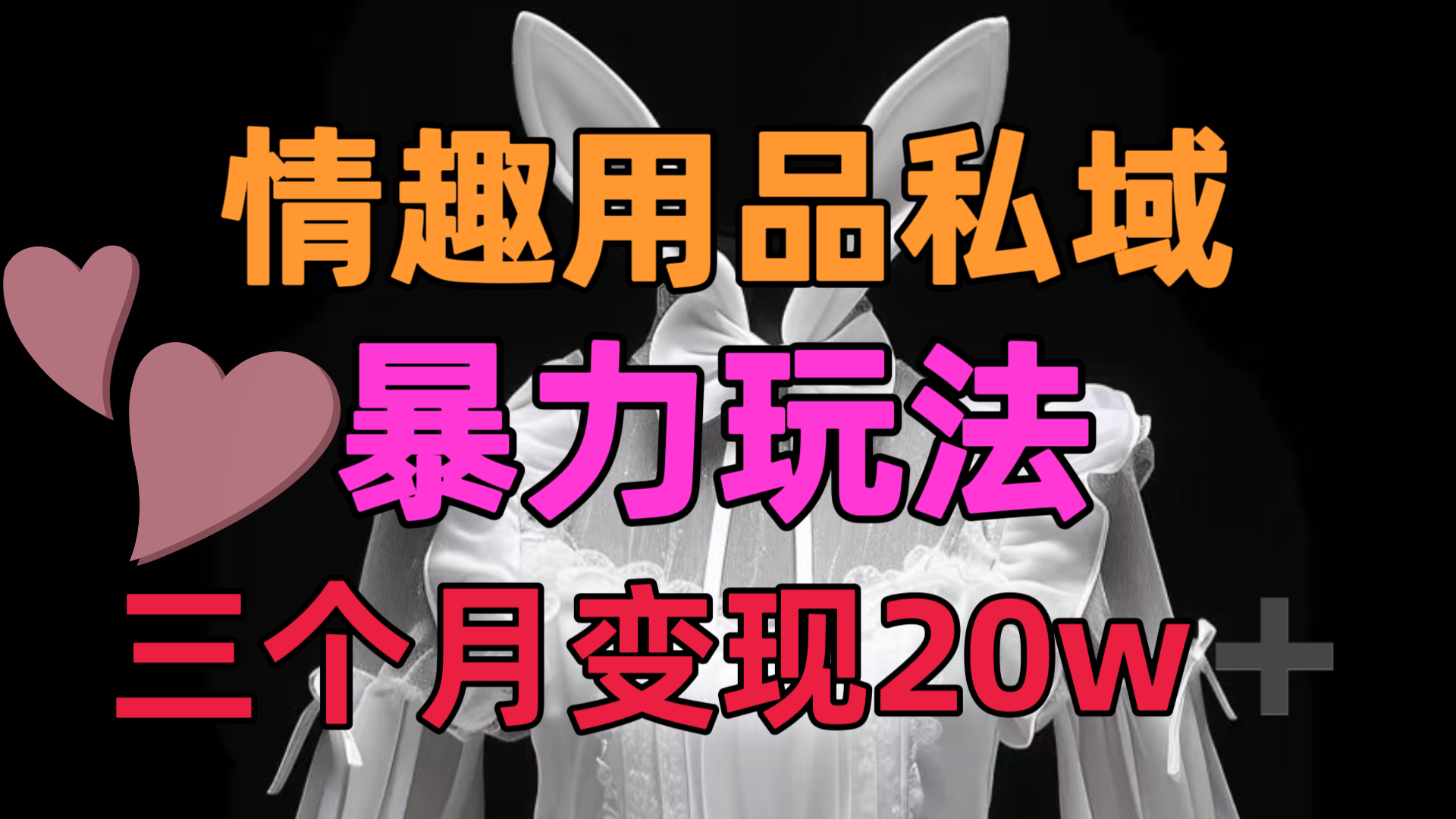 情趣用品私域，25年最新暴力玩法，三个月变现20w➕-靠谱项目库
