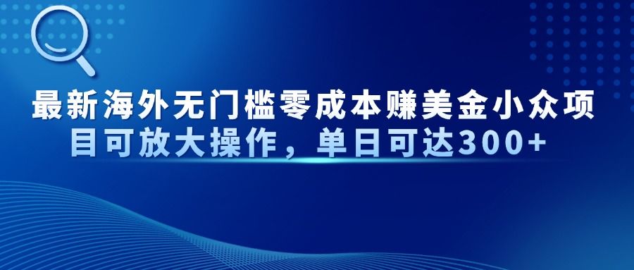 最新海外无门槛美金小众项目可放大操作，单日可达300+-靠谱项目库