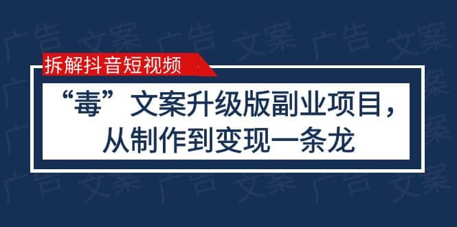 拆解抖音短视频：“毒”文案升级版副业项目，从制作到变现（教程+素材）-靠谱项目库