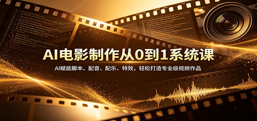 AI电影制作从0到1系统课：AI赋能脚本、配音、配乐、特效，轻松打造专业级视频作品-靠谱项目库