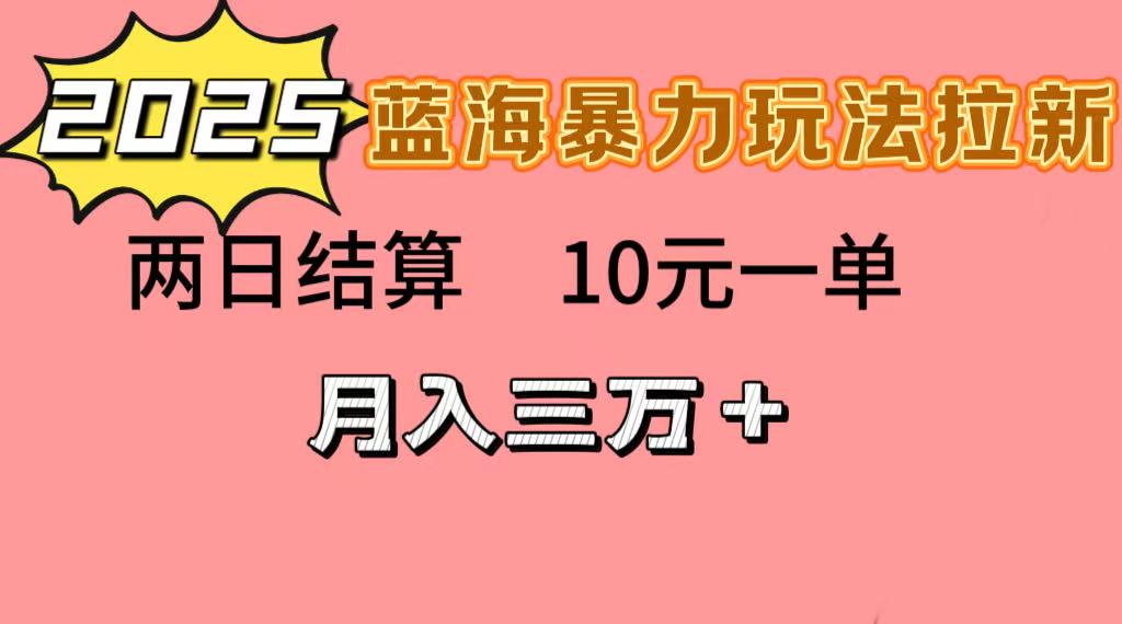 蓝海暴力拉新项目，10元一单，两日结算，月入3w➕-靠谱项目库