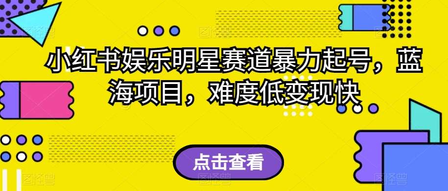 小红书娱乐明星赛道暴力起号，蓝海项目，难度低变现快【揭秘】-靠谱项目库