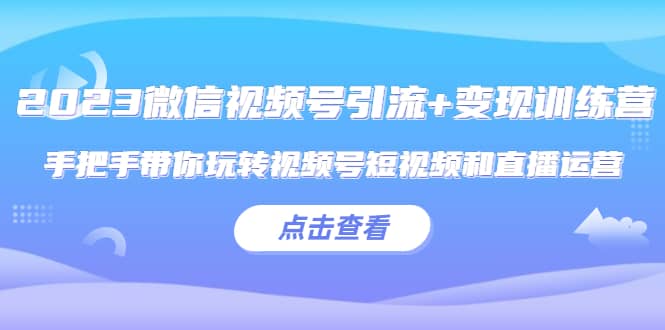 2023微信视频号引流+变现训练营：手把手带你玩转视频号短视频和直播运营-靠谱项目库