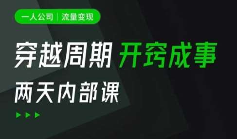 一人公司：流量变现课，一人公司的方法模型拆解， 拆解富人思维，流量思维，小老板思维等-靠谱项目库